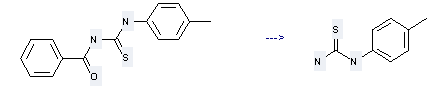 The Urea, 1-benzoyl-2-thio-3-p-tolyl- is used to produce p-Tolyl-thiourea.